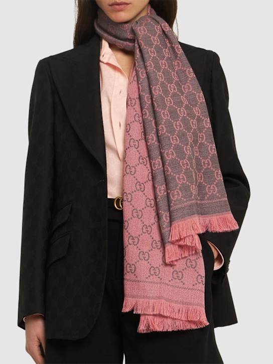 Luisaviaroma Sciarpa In Lana Jacquard GG