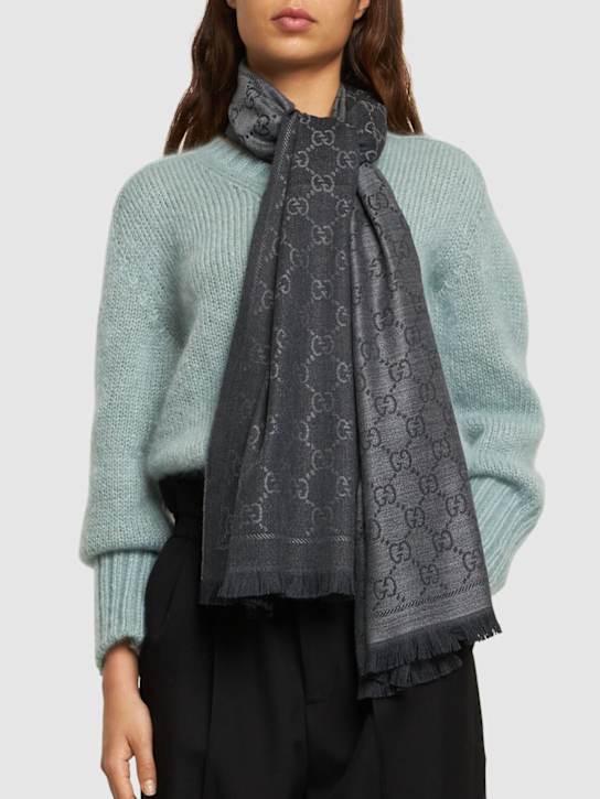 Luisaviaroma Sciarpa In Lana Jacquard GG