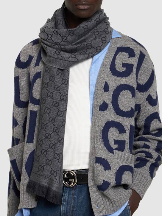 Luisaviaroma Sciarpa In Lana Jacquard GG