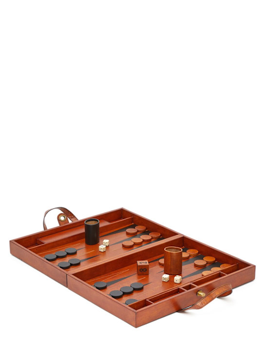 Luisaviaroma Set backgammon in legno e pelle