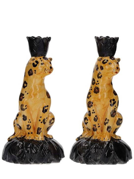 Luisaviaroma Set di 2 portacandele Leopard