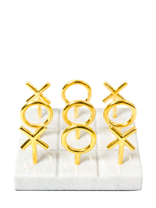 Luisaviaroma Set gioco Tris in marmo e ottone