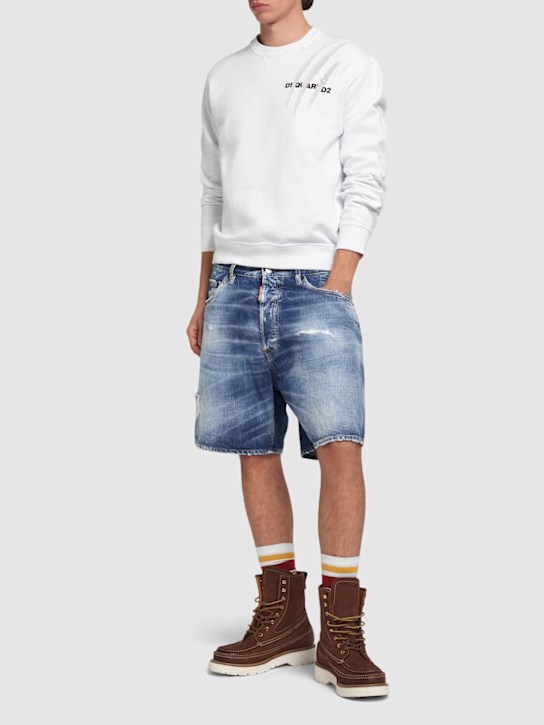 Luisaviaroma Shorts Boxer Fit In Denim Di Cotone