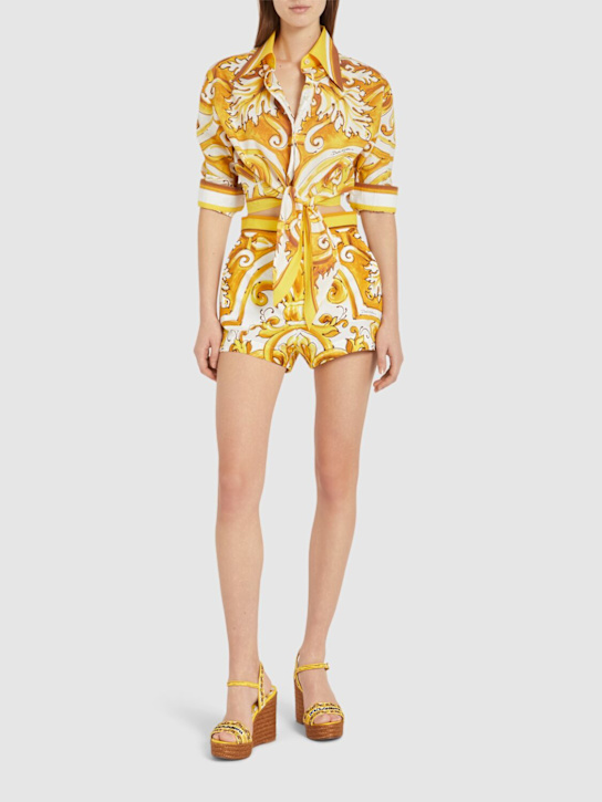 Luisaviaroma Shorts In Popeline Stampa Maiolica