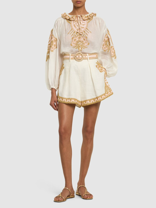 Luisaviaroma Shorts Waverly In Lino Ricamato