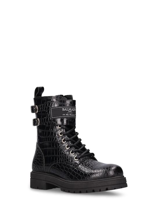 Luisaviaroma Stivali Combat In Pelle Con Logo