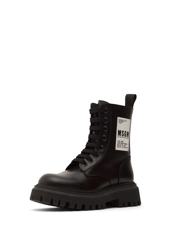 Luisaviaroma Stivali Combat In Pelle Con Logo