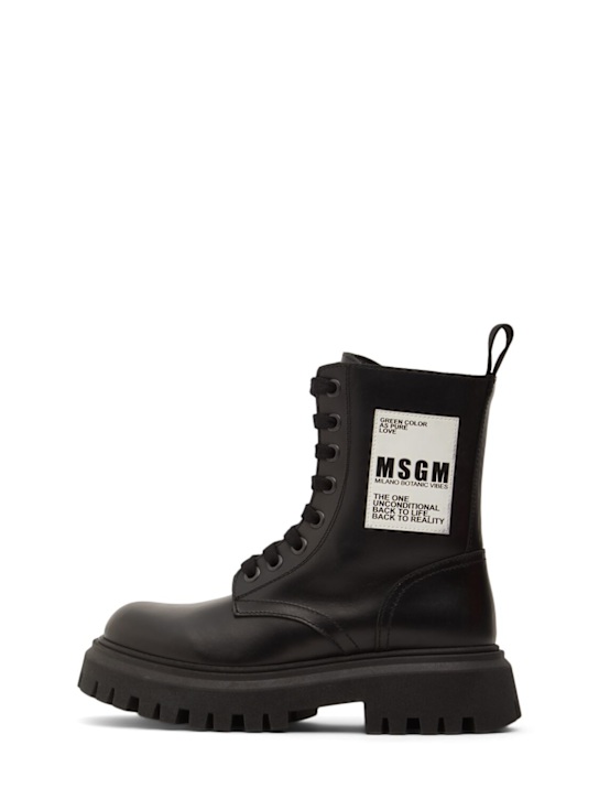 Luisaviaroma Stivali combat in pelle con logo