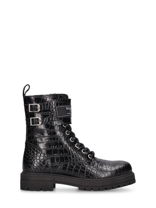 Luisaviaroma Stivali combat in pelle con logo