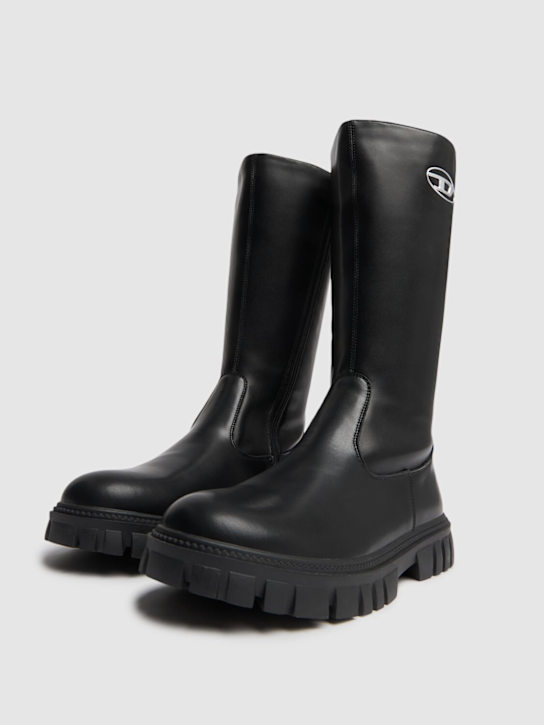 Luisaviaroma Stivali In Pelle E Gomma Con Logo