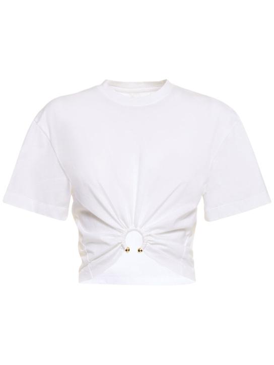 Luisaviaroma T-shirt cropped in cotone con anello