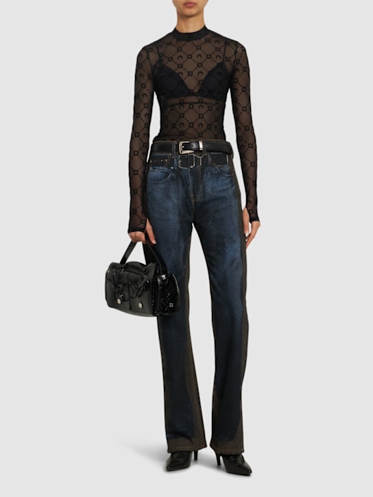 Luisaviaroma Top Manica Lunga In Mesh Floccato