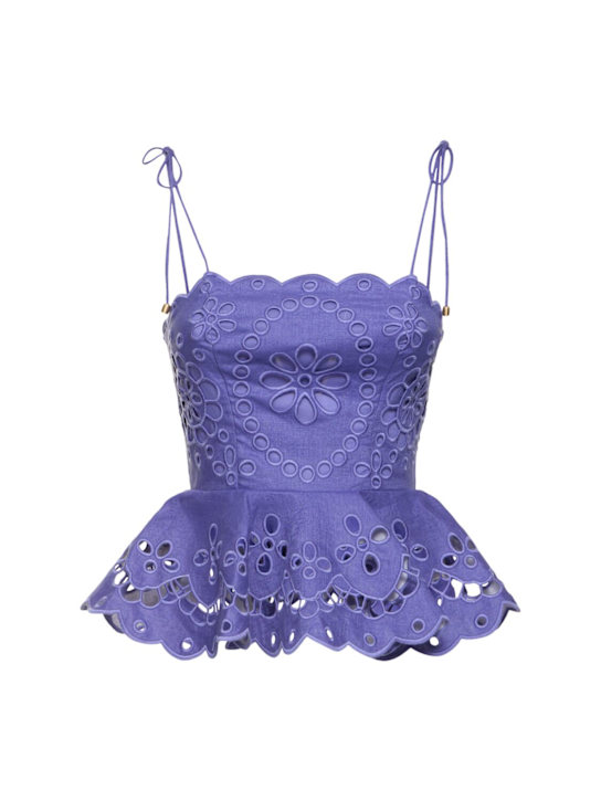 Luisaviaroma Top smerlato Pop in lino ricamato
