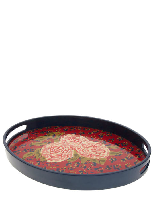 Luisaviaroma Vassoio laccato Leopard Flower Red