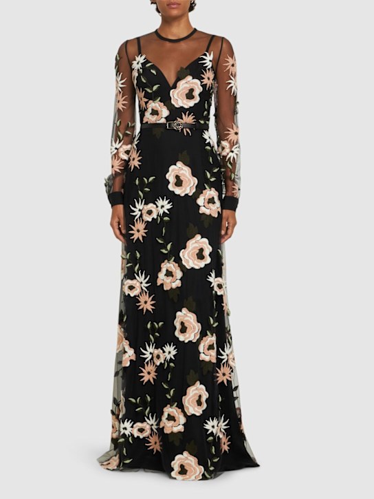 Luisaviaroma Vestito Lungo In Tulle Con Ricami