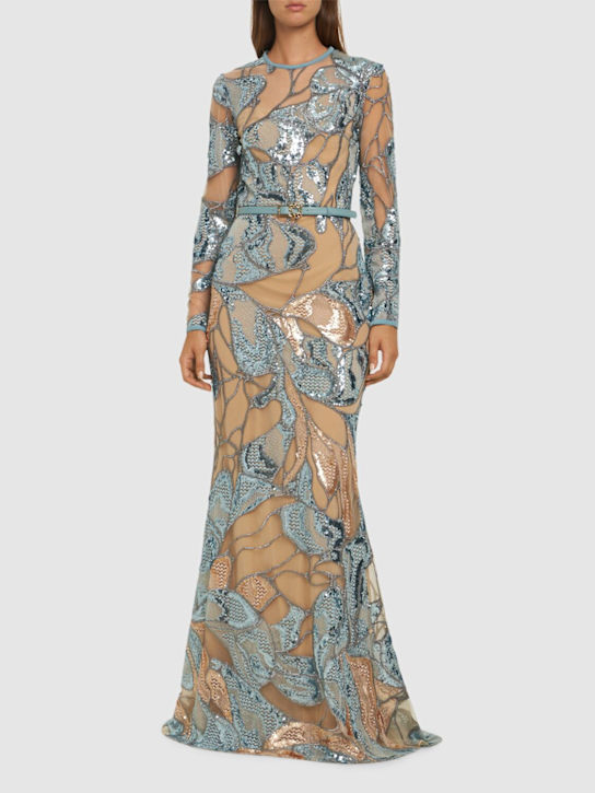 Luisaviaroma Vestito Lungo In Tulle Con Ricami