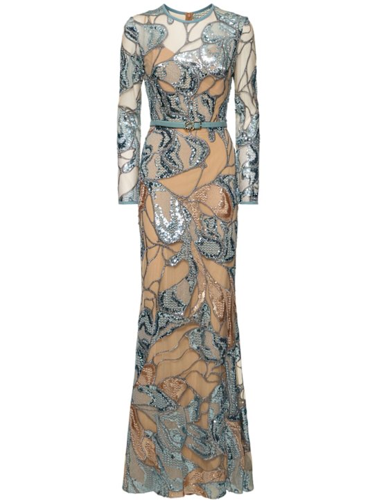 Luisaviaroma Vestito lungo in tulle con ricami
