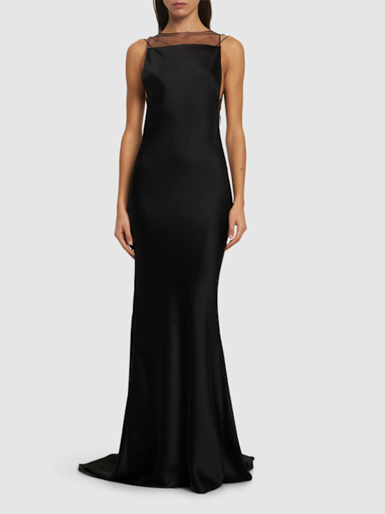 Luisaviaroma Vestito Maxi In Raso E Mesh