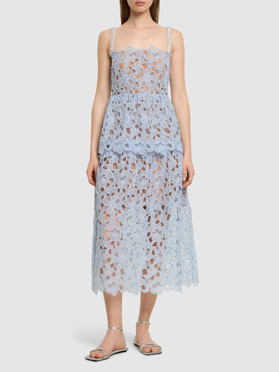 Luisaviaroma Vestito Midi In Organza Di Pizzo