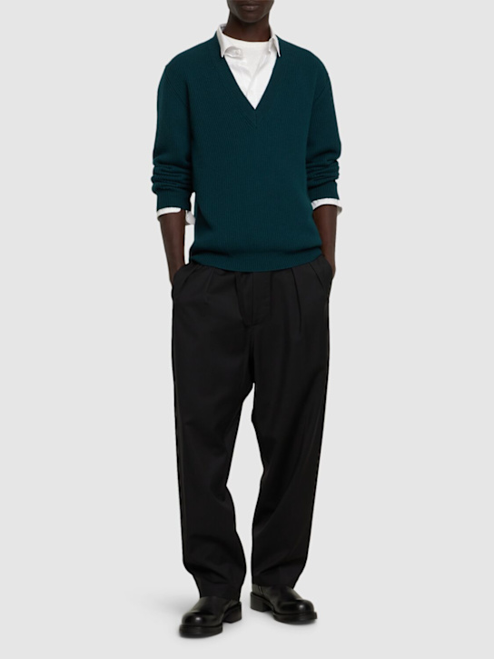 Luisaviaroma Maglia In Lana A Costine Con Scollo A V