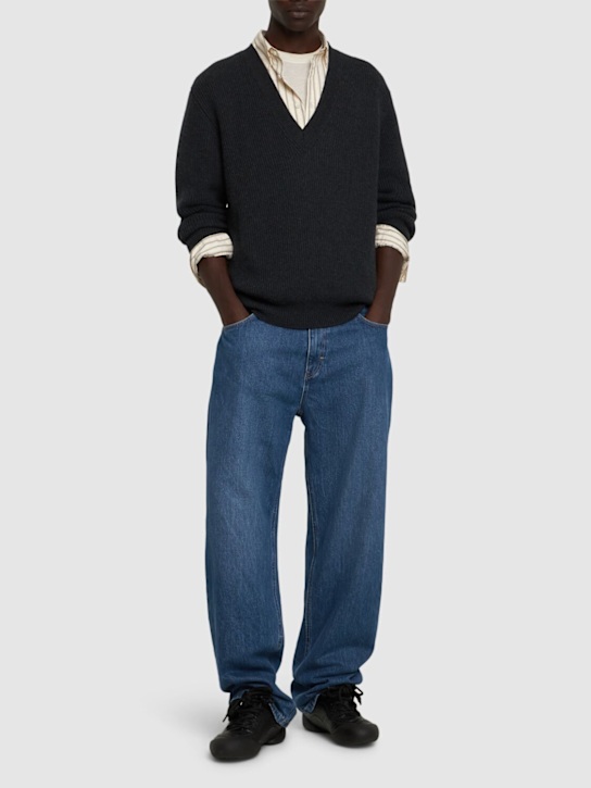 Luisaviaroma Maglia In Lana A Costine Con Scollo A V