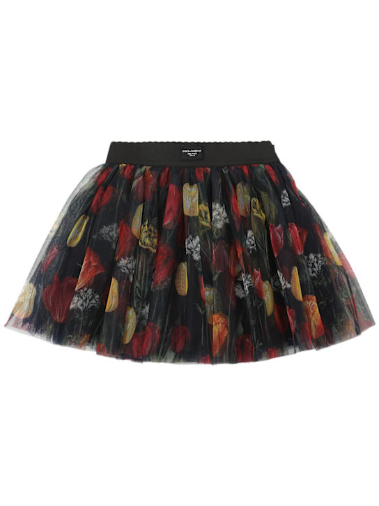 Luisaviaroma Minigonna in tulle stampa floreale con logo