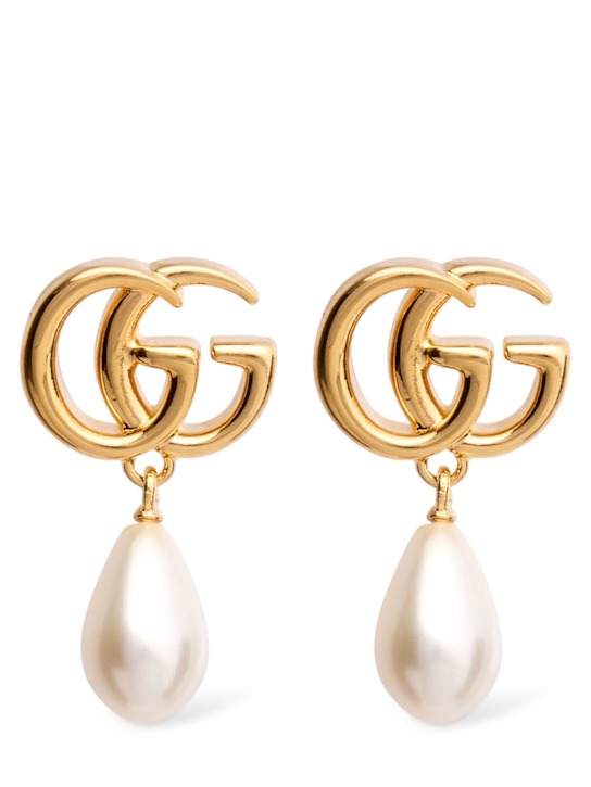 Luisaviaroma Orecchini lunghi GG Marmont in ottone con perla