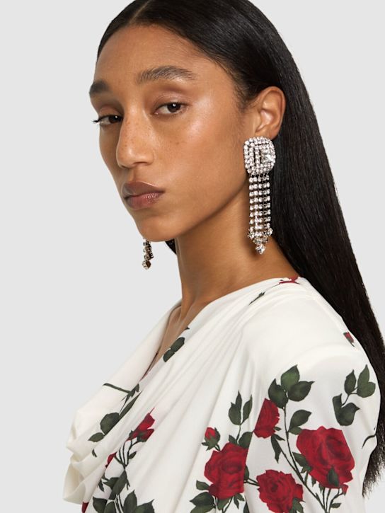 Luisaviaroma Orecchini Quadrati Con Cristalli E Frange