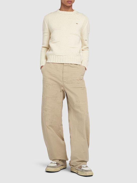Luisaviaroma Pantaloni Chino Oversize In Cotone Distressed