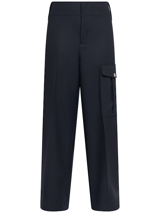 Luisaviaroma Pantaloni dritti cargo in gabardina di lana