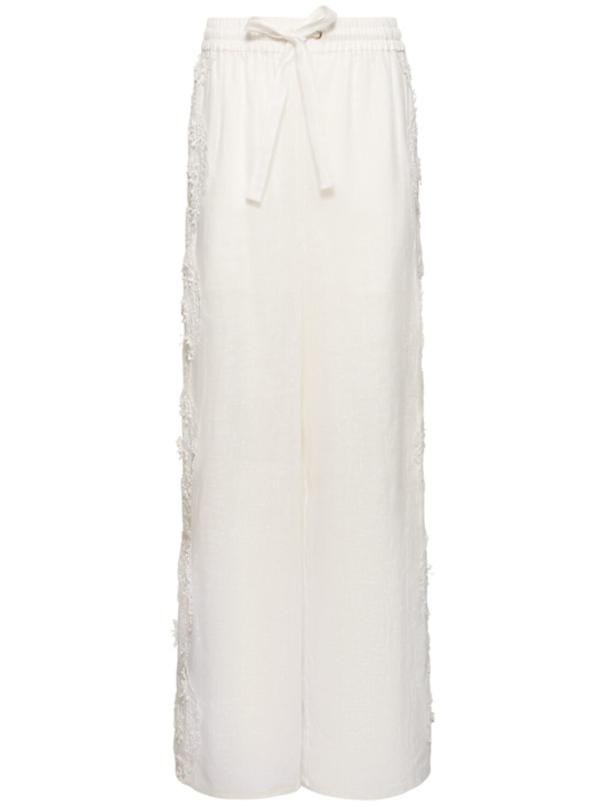 Luisaviaroma Pantaloni Halliday in lino con pizzo floreale