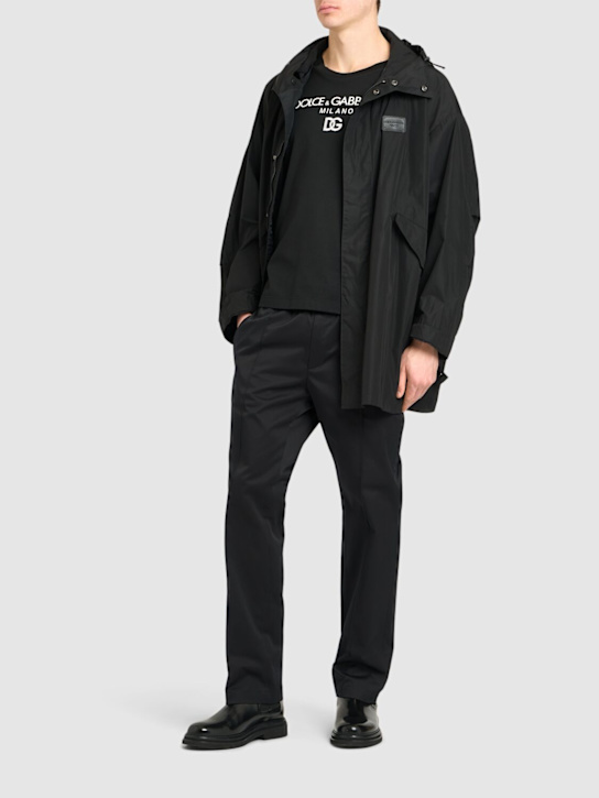 Luisaviaroma Parka Con Cappuccio E Placchetta Con Logo