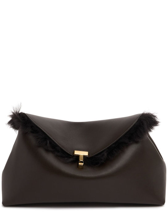 Luisaviaroma Pochette T-Lock in nappa lucida e shearling