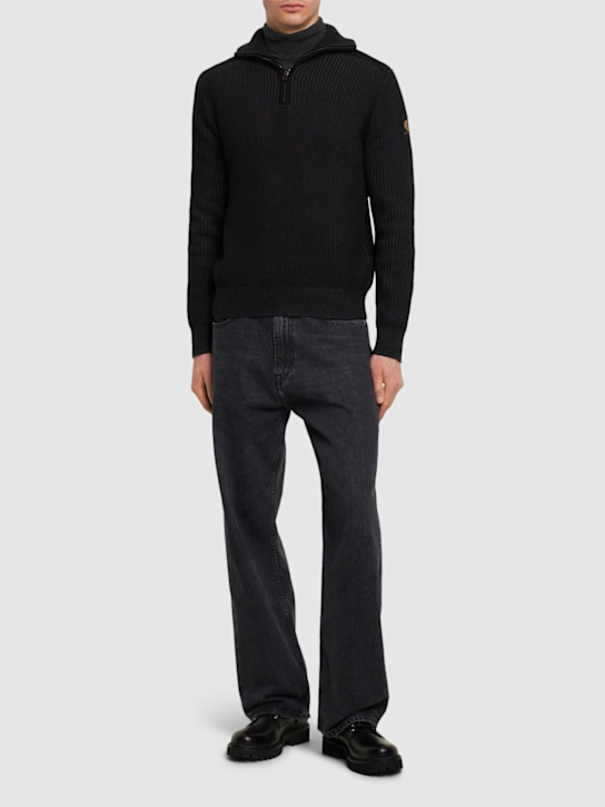 Luisaviaroma Pullover In Misto Cotone A Coste Con Mezza Zip