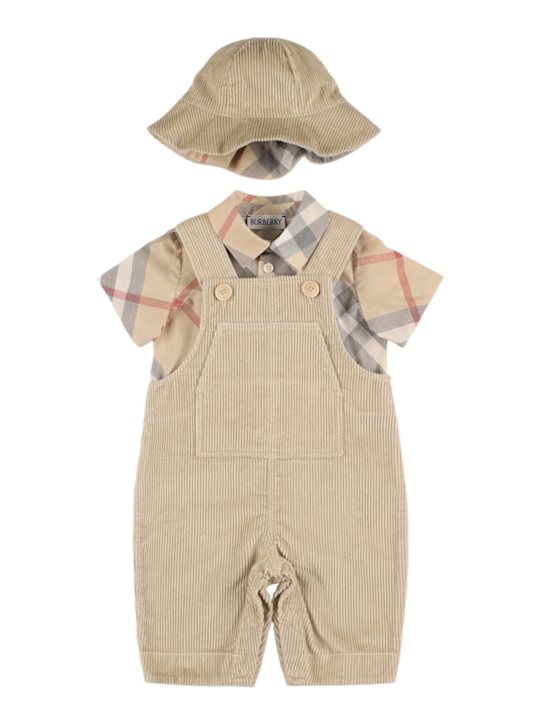 Luisaviaroma Salopette camicia e cappellino in cotone