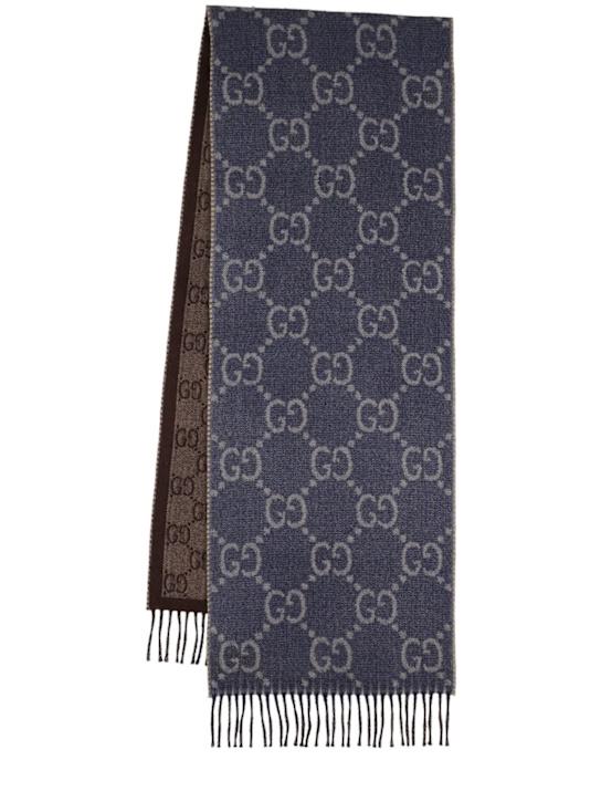 Luisaviaroma Sciarpa in lana jacquard con GG e nappine
