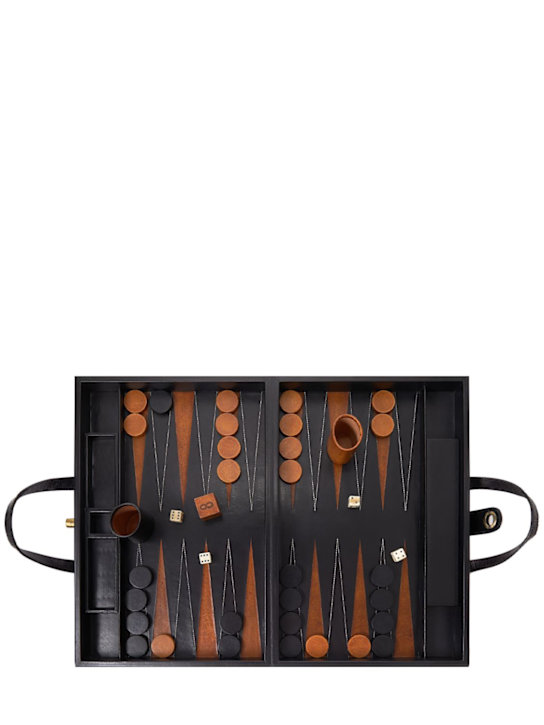 Luisaviaroma Set Di Backgammon In Pelle Finitura Nero Laccato