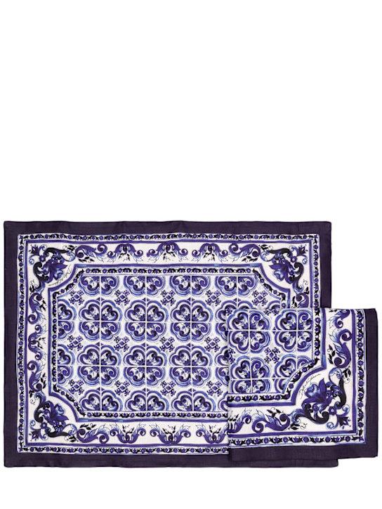 Luisaviaroma Set di tovaglietta e tovagliolo Blu Mediterraneo