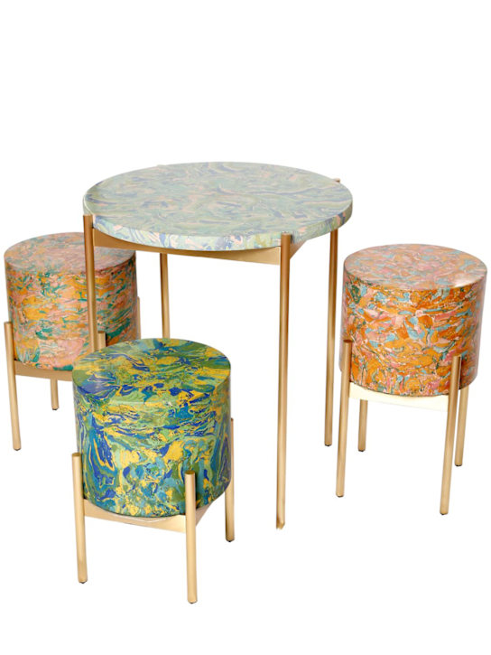 Luisaviaroma Sgabello Piccolo In Scagliola E Ottone