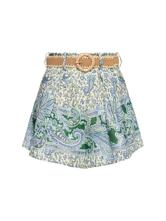 Luisaviaroma Shorts Ottie in lino stampato con cintura