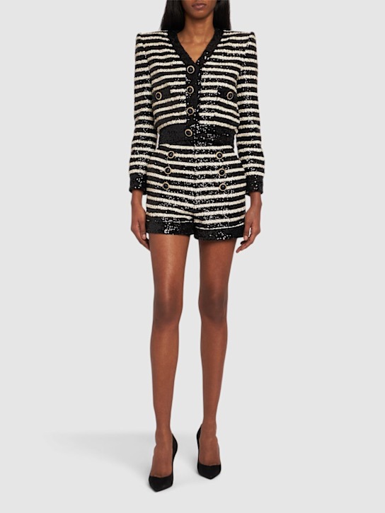 Luisaviaroma Shorts Vita Alta A Righe Con Paillettes
