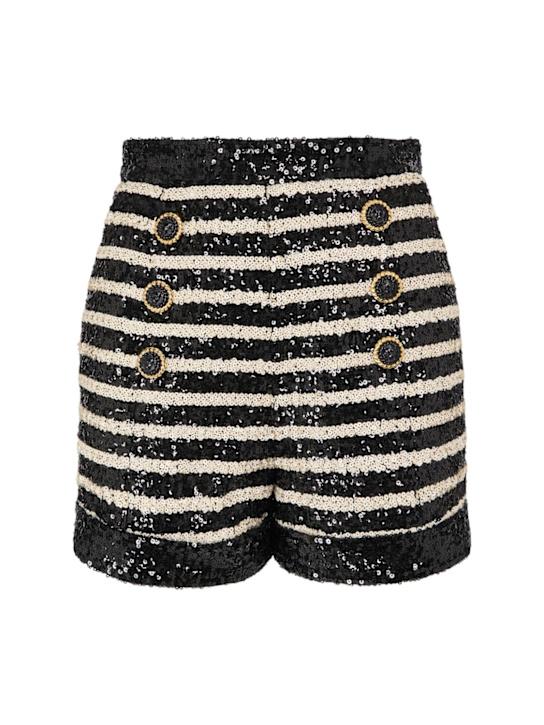 Luisaviaroma Shorts vita alta a righe con paillettes