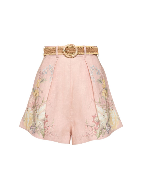 Luisaviaroma Shorts Waverly in lino stampato con cintura