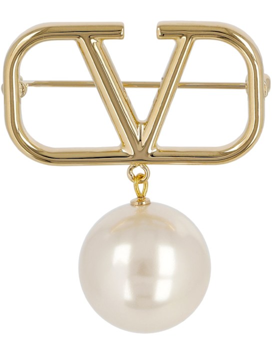Luisaviaroma Spilla V Logo Signature / perle d’imitazione