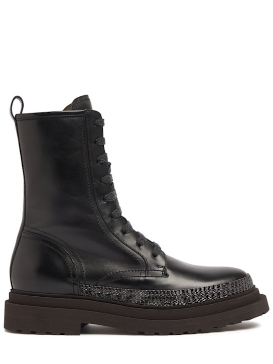 Luisaviaroma Stivali combat in pelle con cristalli 30mm
