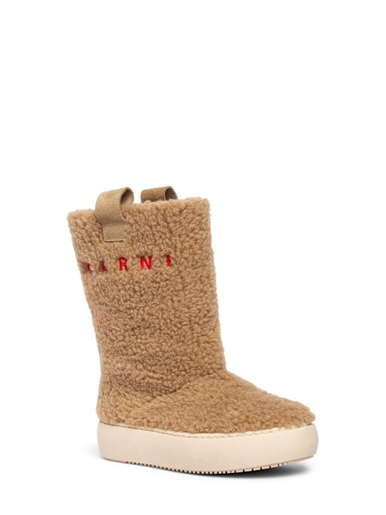 Luisaviaroma Stivali In Materiale Peluche / Logo Ricamato