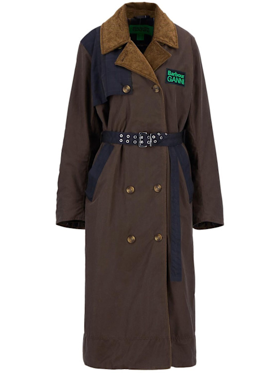 Luisaviaroma Trench cerato Barbour x Ganni con logo