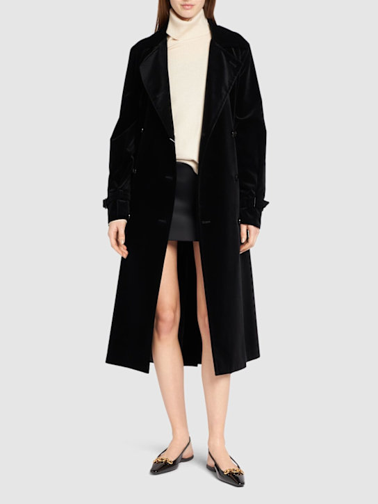 Luisaviaroma Trench Midi Lana In Gabardina Di Cotone