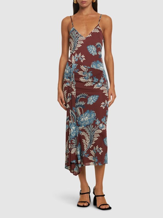 Luisaviaroma Vestito In Viscosa Drappeggiata Con Stampa
