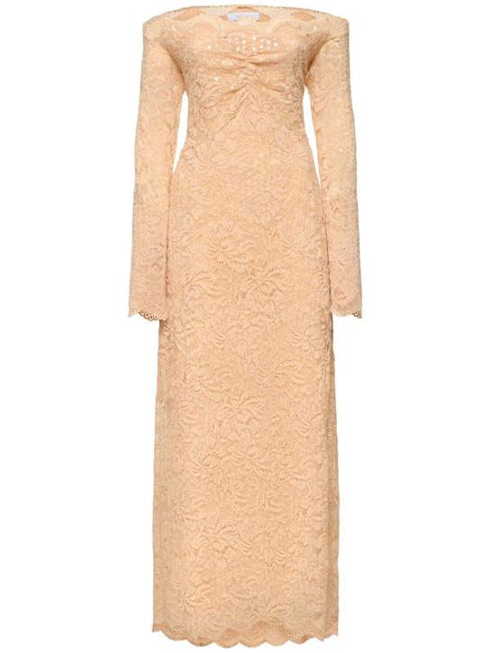 Luisaviaroma Vestito lungo in brodé dentelle con paillettes